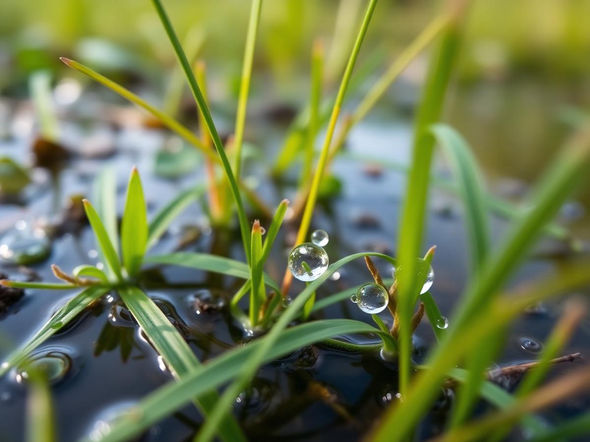 Close-up of native aquatic vegetation at the edge of a South Florida pond